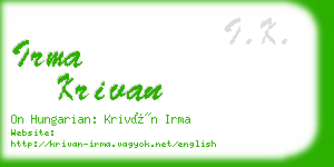 irma krivan business card